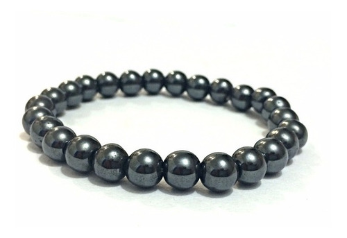 Pulseira Masculina Bolinha Pedra Hematita 8mm 3x Combo Kit Comprimento 19 Cm Diâmetro 8 Cm