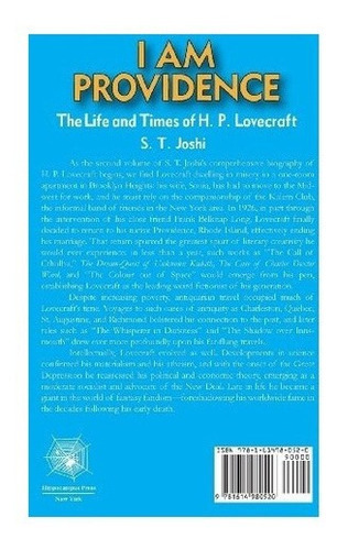 I Am Providence: The Life And Times Of H. P. Lovecraft, Vol, De S. T. Joshi. Editorial Hippocampus Press, Tapa Blanda En Inglés, 0000