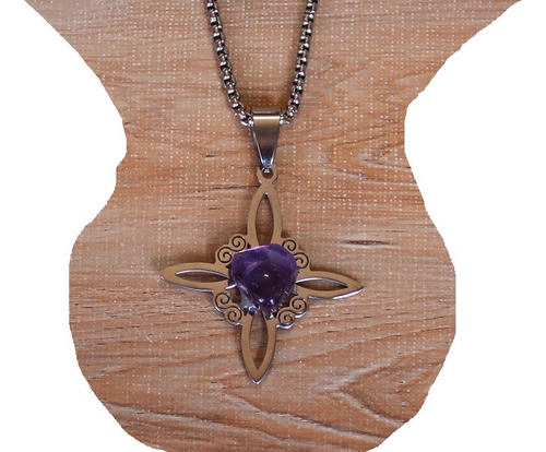 Nudo De Bruja Con Amatista Violeta - Collar Sanación - Acero