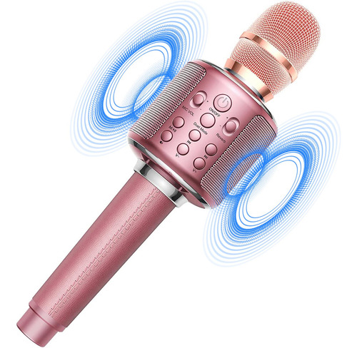 Micrófono Karaoke Bluetooth Recargable Con Altavoz Estéreo Y