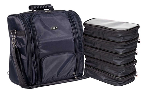 Bolsa Mochila Para Maquiagem Com 5 Estojos P/ Acessórios