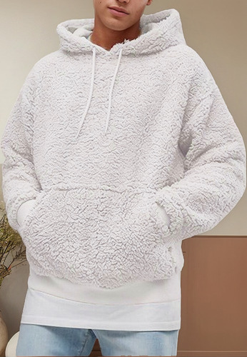 W Sudadera Con Capucha Y Cordón Para Hombre En Lana De Corde