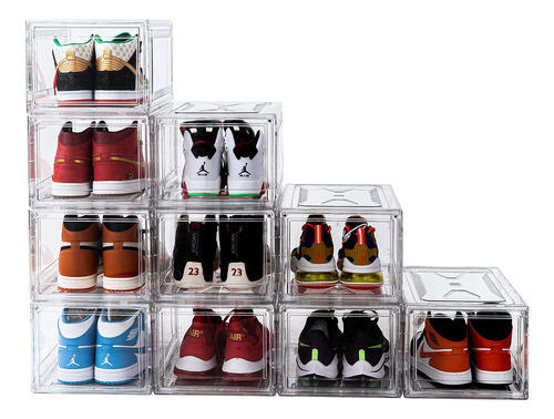 Cajas Transparentes Apilables Para Zapatos, Paquete De 10 Un