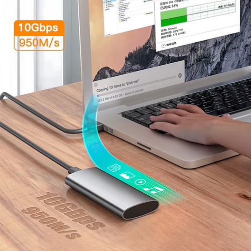 Gabinete Para Disco Duro Nvme Y Sata 2 En 1 A Usb Tipo A/c Plateado
