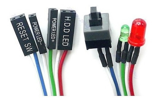 Pack 5 Cables Botón Sw Encendido Power Con Led Para Pc