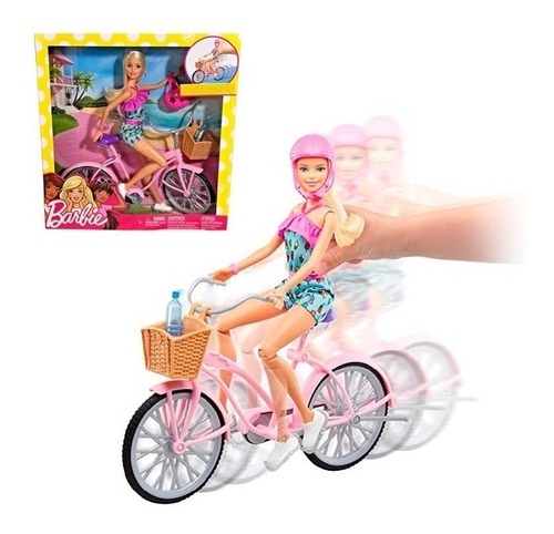 Barbie, Set De Juego, Bicicleta Con Muñeca, Para Niñas De 3