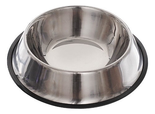 Comedouro Bebedouro Aço Inox 600ml Base Borracha Pet Cães Cor Prateado