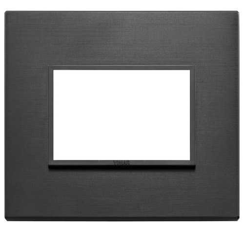 Placa 3 Modulos Centrales Aluminio Negro Total Eikon Vimar