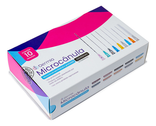 Kit Com 10 Micro Cânulas Dermia P/ Preenchimento 22g X 50mm