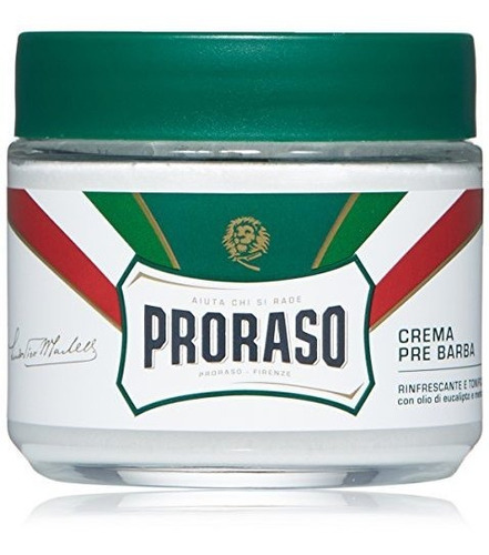 Crema Pre-shave Proraso, Refrescante Y Tonificante, 3,6 Oz