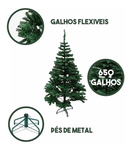 Árvore De Natal Pinheiro Verde Grande 1,80m 650 Galhos Árvore De Natal Pinheiro Verde Grande 1,80m 650 Galhos
