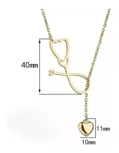 Imagen 4 de 4 de Collar Médico Medicina Estetoscopio Laminado En Oro 18k