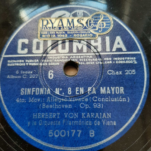 Pasta Herbert Von Karajan Orq Viena 1-6 Columbia Tc22