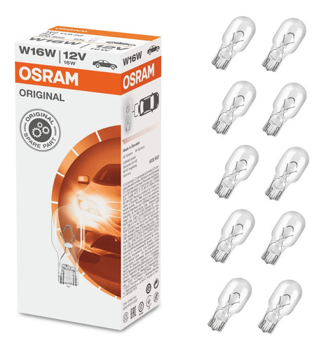 Kit 10 Lámparas T15 W16w W2.1x9.5d Osram Posicion 921 12v