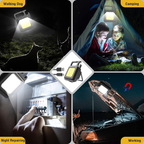 Imagen 5 de 7 de Mini Linterna Cob Led Portátil Recargable Usb Destapador