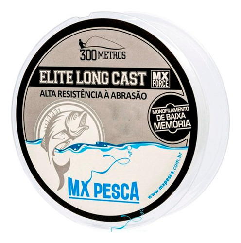 Linha Mx Pesca Mx Elite Long Cast 300m Transp. 0,16mm 3,52kg