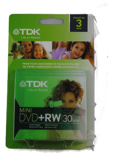 Tdk 3 pack Mini Dvd + Rw 1.4 gb Discos De 30 minutos Con Fun