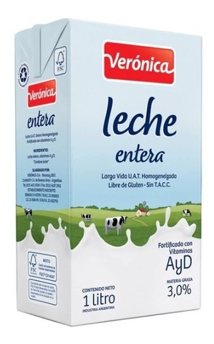 Leche Entera Larga Vida Veronica X 1 Litro