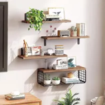 Comprar 4 Repisas Flotante Madera Minimalista Muebles Hogar Decorar Adecuado Para Baño sala De Estar dormitorio cocina oficina En Casa Estantes Flotantes De Madera Natural Para Almacenamiento Y Organización