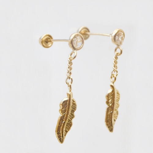 Amor Eterno - Broq. Pluma Atrapasueños Colgante Aretes 10k