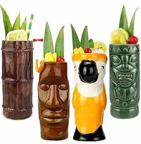 Vasos De Ceramica Multicolor Tematica Hawaianos 4 Piezas