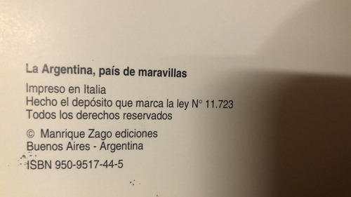 Libro La Argentina A Country Of Wonders Fotografía (Usado)