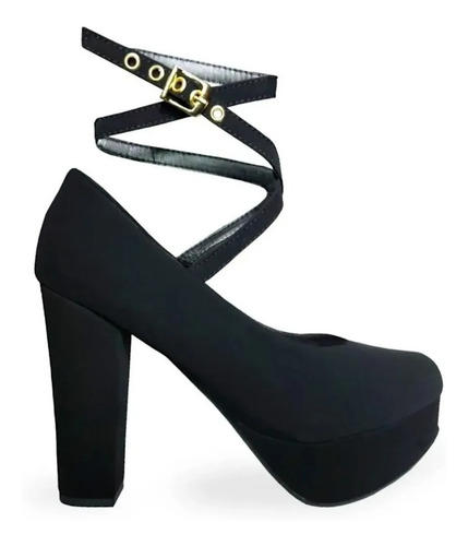 Imagem 4 de 5 de Sapato Scarpin Boneca Meia Pata Salto Alto Grosso Cruzadas X