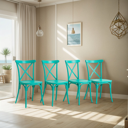 Pack 4 Sillas De Terraza O Comedor Crossback Danubio - Menta