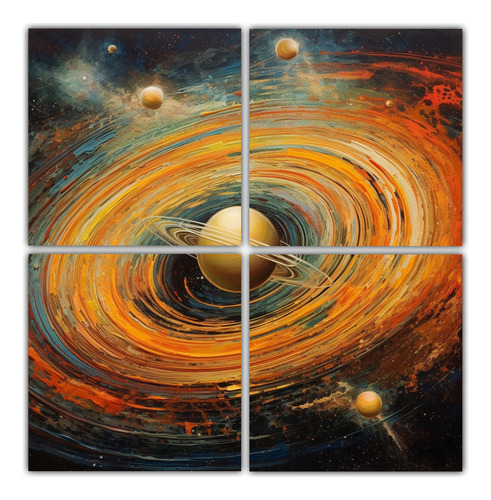 60x60cm Cuadro Abstracto Saturno Anillos Temática Astronóm