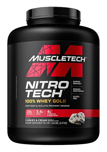 Nitro Tech 100% Whey Gold - 69 Servicios Cookies -muscletech