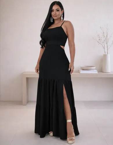 Vestido Longo com Fenda Elegante Elastex Costas Confortavel — R$ 66,46 em Mercado Livre, 40% OFF