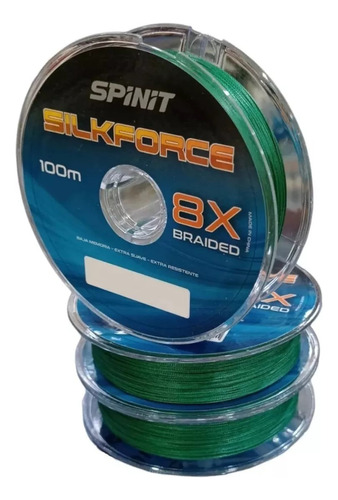 Multifilamento Spinit Silkforce 8x 16 Mm 20 Lb 100m Amarillo Color Verde Musgo
