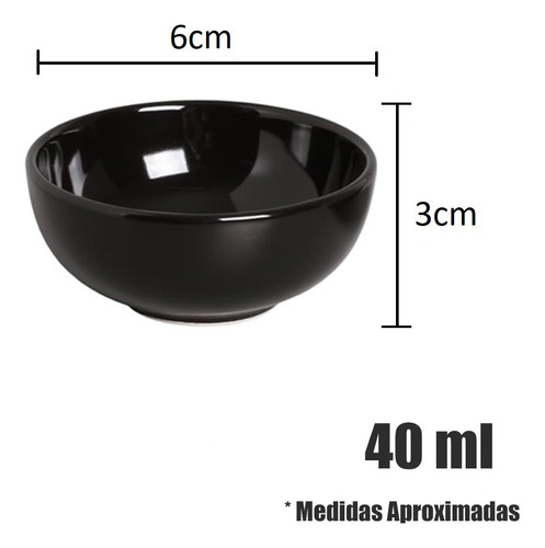 Kit Com 12 Manteigueiras Porcelana 40 Ml Preto