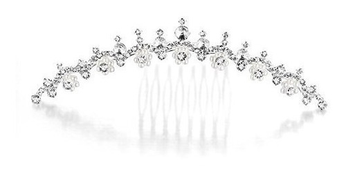 Peines - Boda Nupcial Rhinestone Flor De Vidrio Tiara Peine,