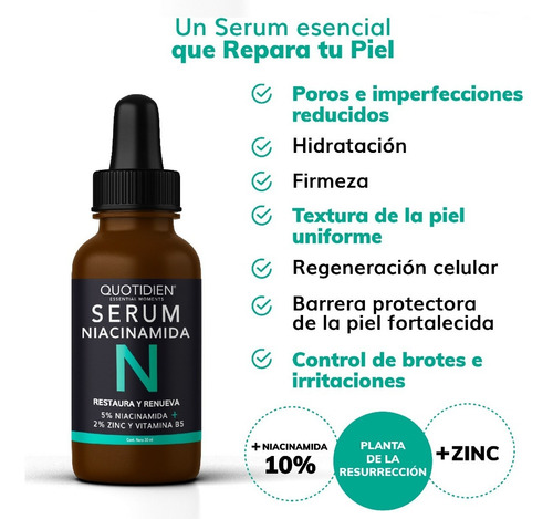 Imagen 5 de 7 de Serum Niacinamida 10% + Zinc + Planta De La Resurreccion