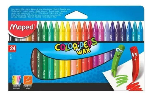 Crayones De Cera Wax Color Peps X24 Colores Escolar Maped E