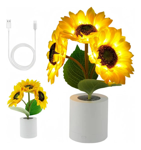 Lámpara Nocturna Led De Girasol Recargable