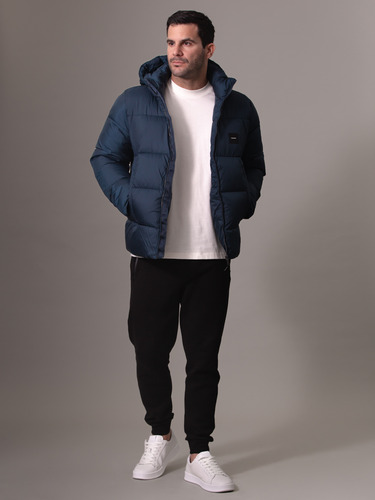 Parka Con Gorro Quilt Puffer Azul Calvin Klein
