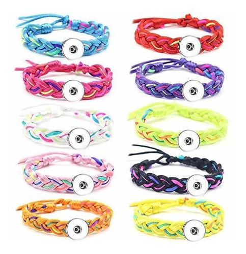 Pulsera Amistad 10pcs Trenzada A Mano Con Botón Para Mujer