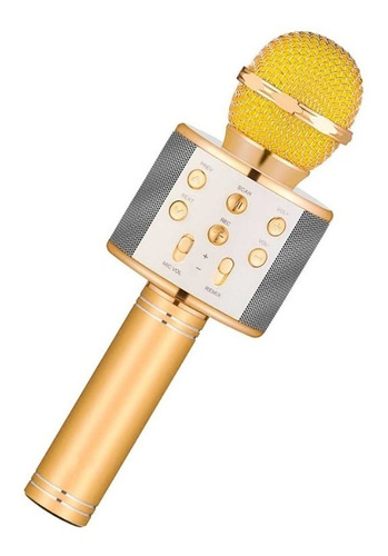 Micrófono Karaoke Bluetooth 4 en1 Microfono Inalámbrico Karaoke Portátil con Luces LED para Niños Canta Partido Musica Micrófono Karaoke Micrófono de Grabador Karaoke Oro local 