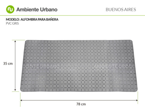 Alfombra De Baño Antideslizante En Pvc Para Ducha Color Gris