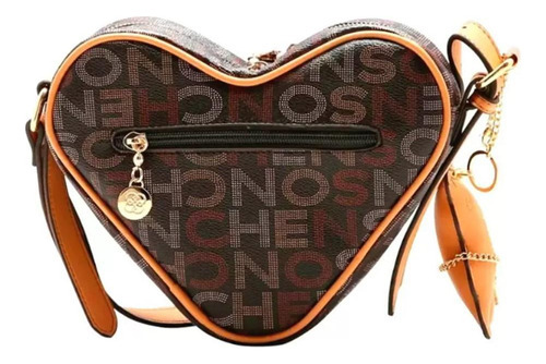 Bolsa Feminina Chenson Coração Monograma Tira Colo Café