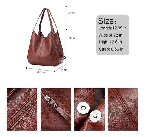 Bolso De Cuero Suave Con Varios Compartimientos P/mujeres