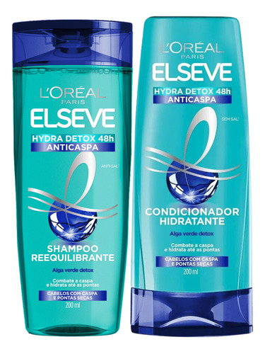 Kit Shampoo E Cond Elseve Hydra-detox Anti-caspa 200ml