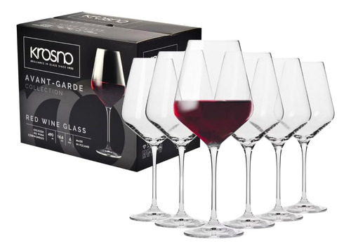 Juego De 6 Copas De Vino Tinto Krosno, 16.6 Onzas, Avant-gar