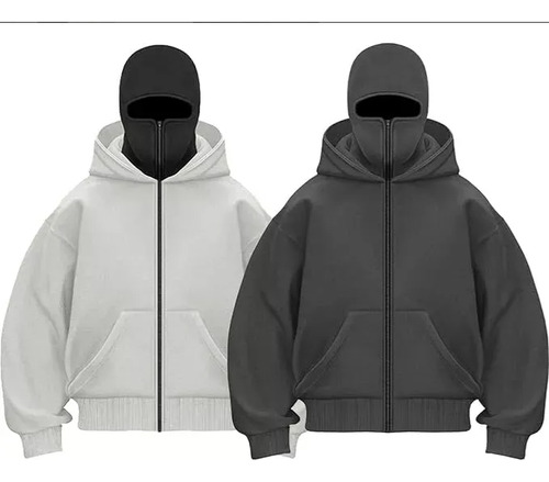 Sudadera Doble Capucha Unisex Felpa Abrigo Largo Ancho Otoño