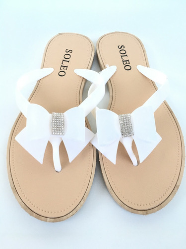 Sandalias Blancas Lazo Casuales 