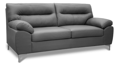 Sofa De Piel Genuina Isabela - Confortopiel Color Gris Oxford