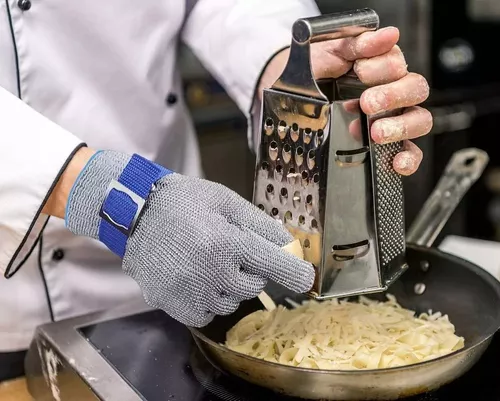 Guantes de chef resistentes a cortes de carnicero, guantes de malla de  acero inoxidable para trabajo de seguridad (tamaño: 1 unidad/S)