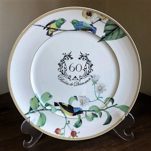 Imagem 1 de 4 de Prato Bodas De Diamante 60 Anos De Casamento D153